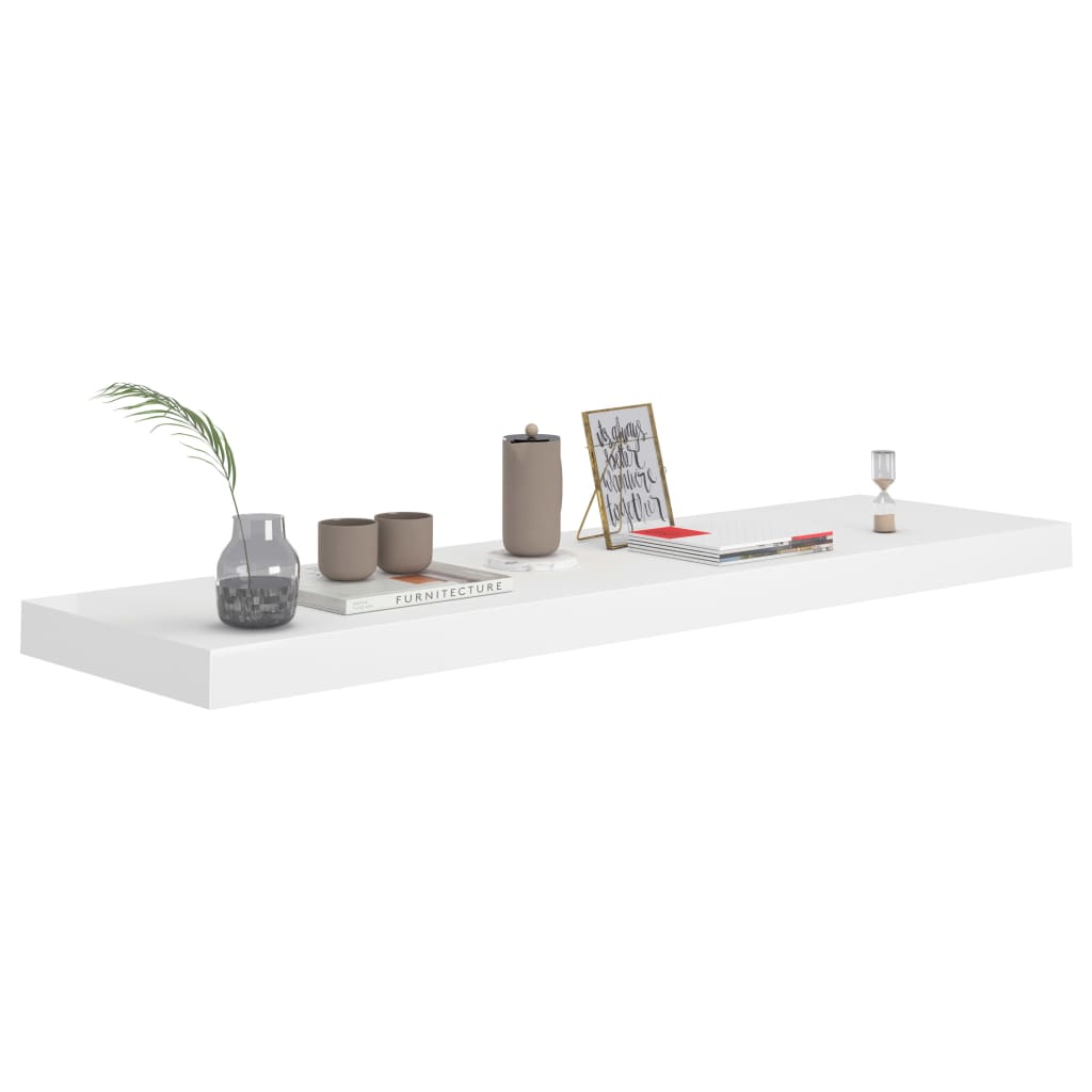 Flytende vegghylle hvit 90x23,5x3,8 cm MDF
