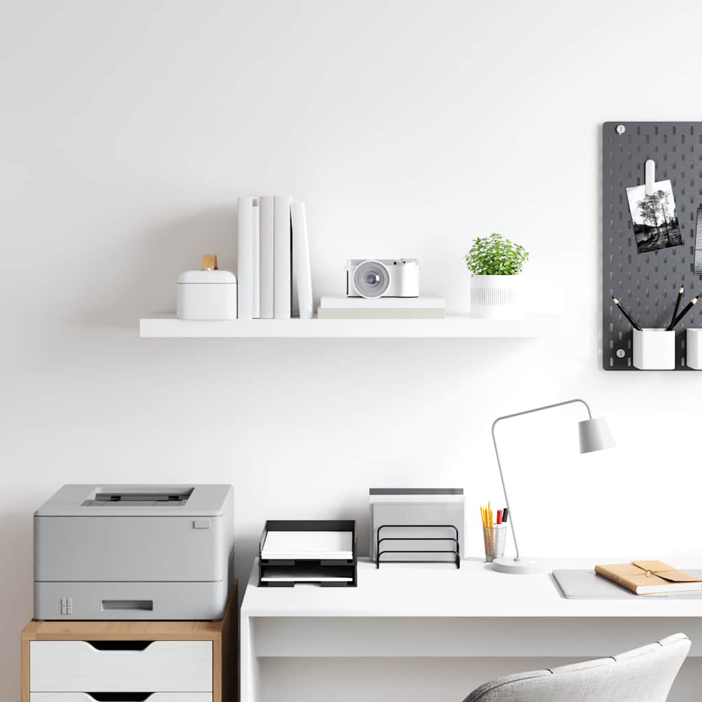 Flytende vegghylle hvit 90x23,5x3,8 cm MDF