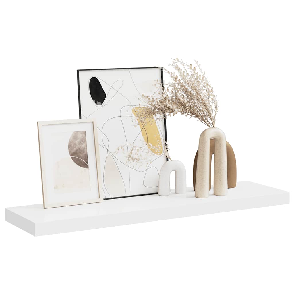 Flytende vegghylle hvit 90x23,5x3,8 cm MDF
