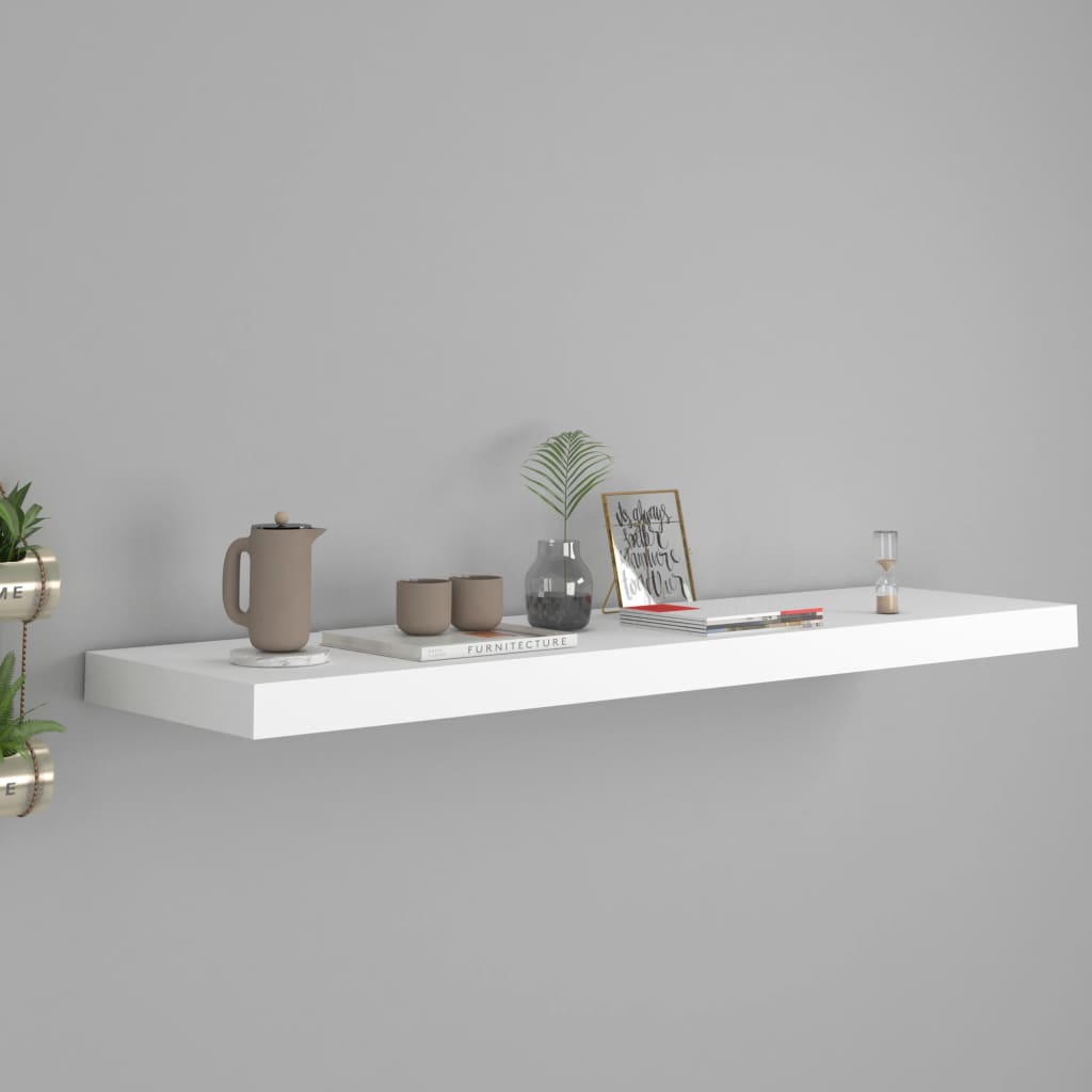 Flytende vegghylle hvit 90x23,5x3,8 cm MDF