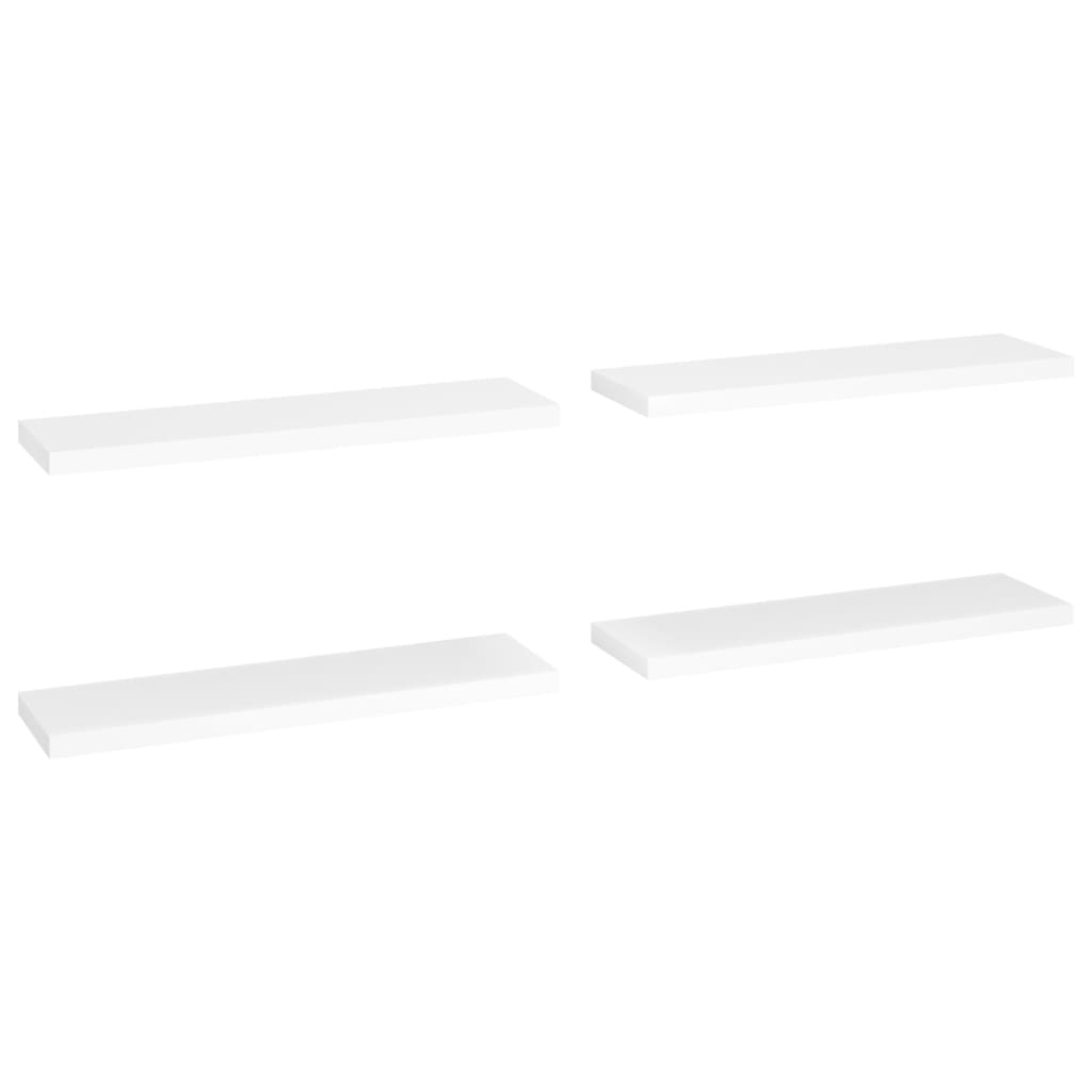Flytende vegghyller 4 stk hvit 90x23,5x3,8 cm MDF