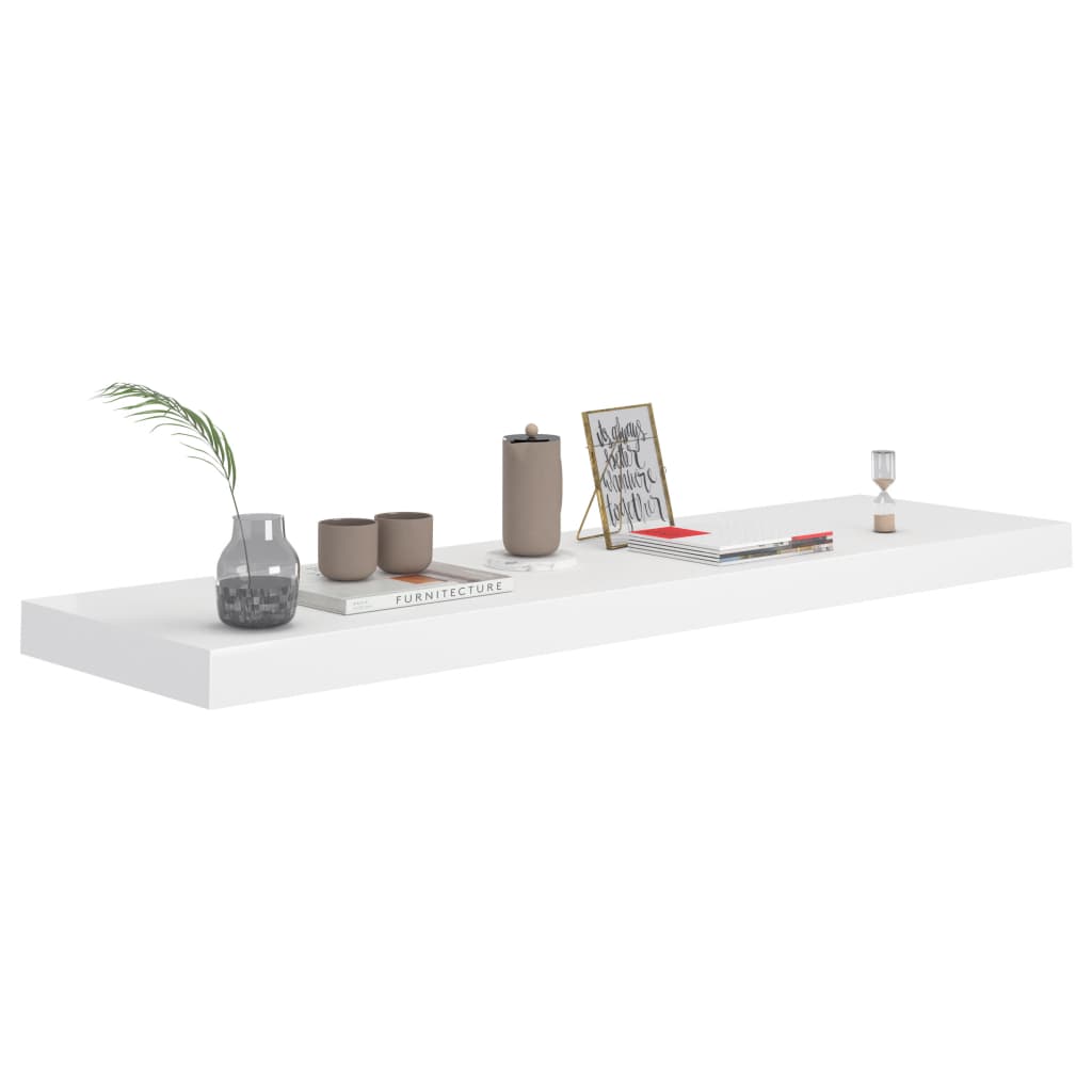 Flytende vegghyller 4 stk hvit 90x23,5x3,8 cm MDF