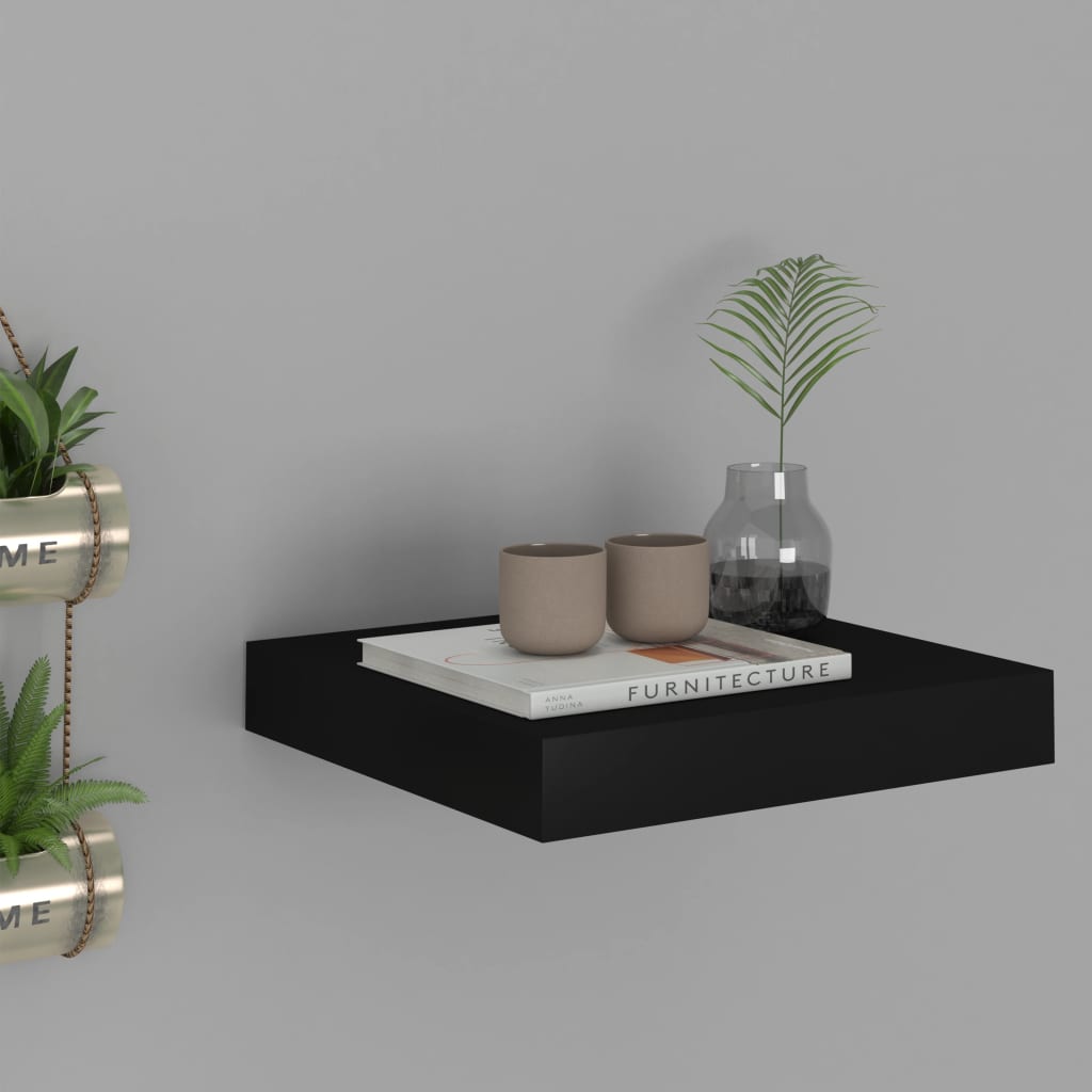 Flytende vegghylle svart 23x23,5x3,8 cm MDF