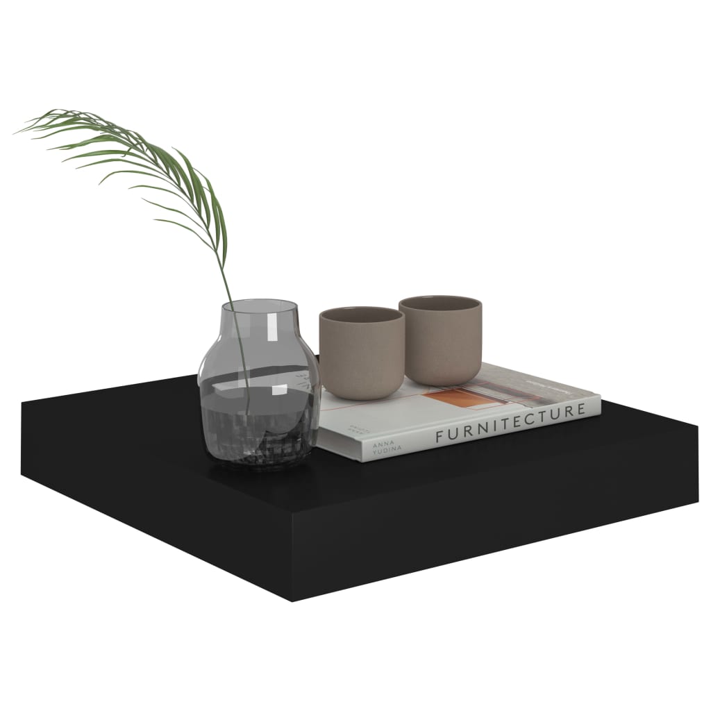 Flytende vegghyller 4 stk svart 23x23,5x3,8 cm MDF