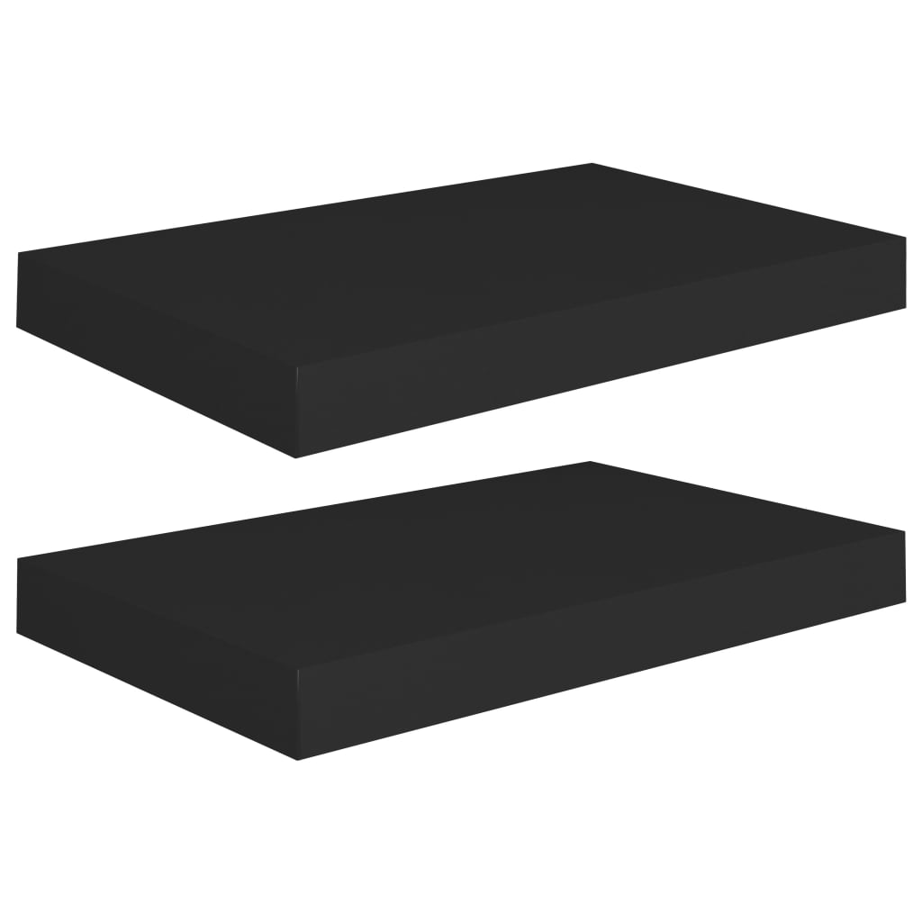 Flytende vegghyller 2 stk svart 40x23x3,8 cm MDF