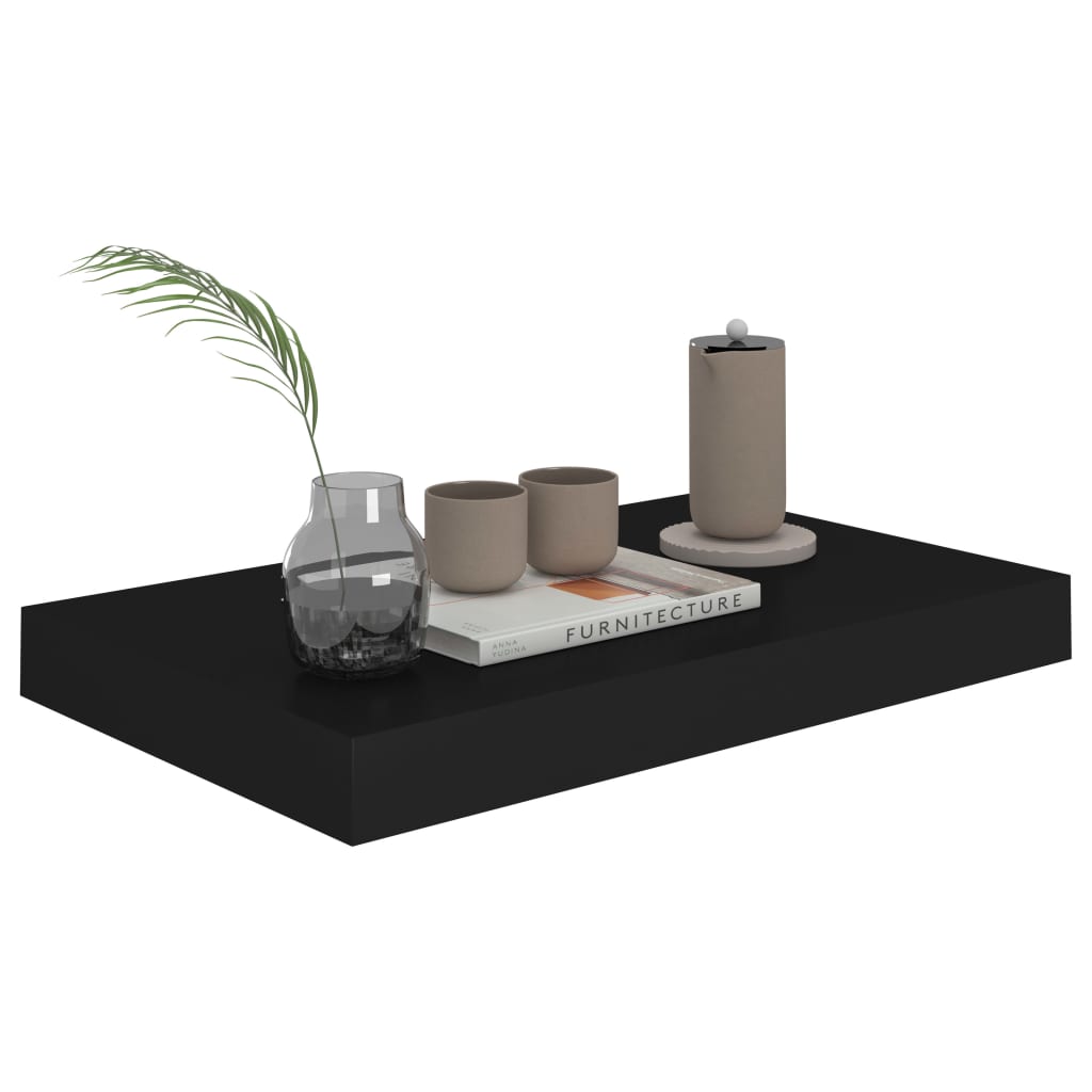Flytende vegghyller 2 stk svart 40x23x3,8 cm MDF