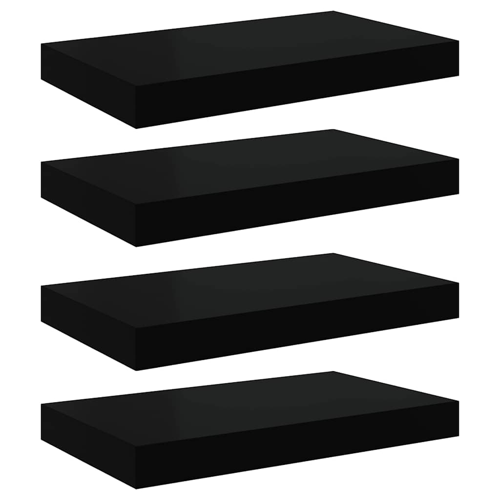 Flytende vegghyller 4 stk svart 40x23,5x3,8 cm MDF