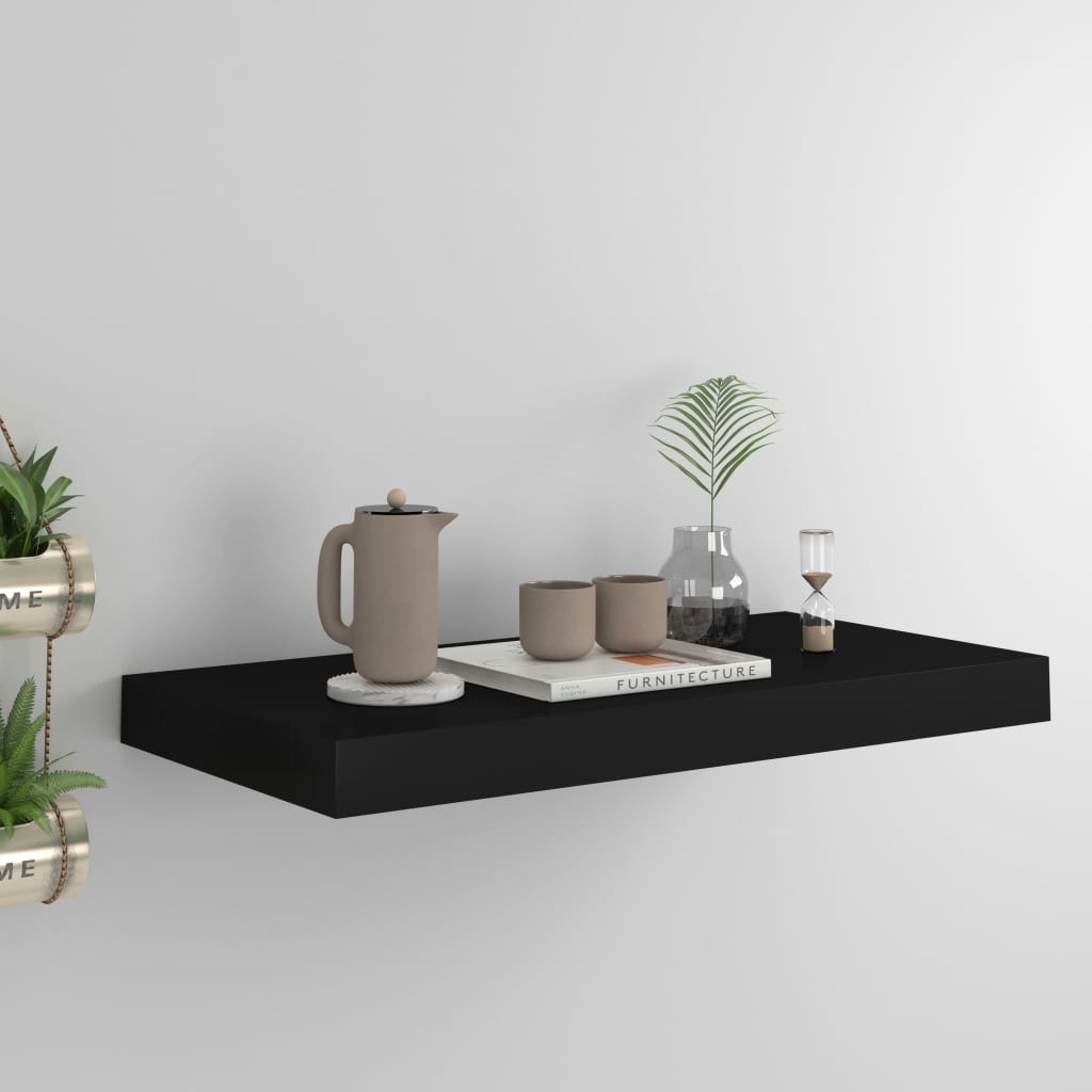 Flytende vegghylle svart 50x23,5x3,8 cm MDF