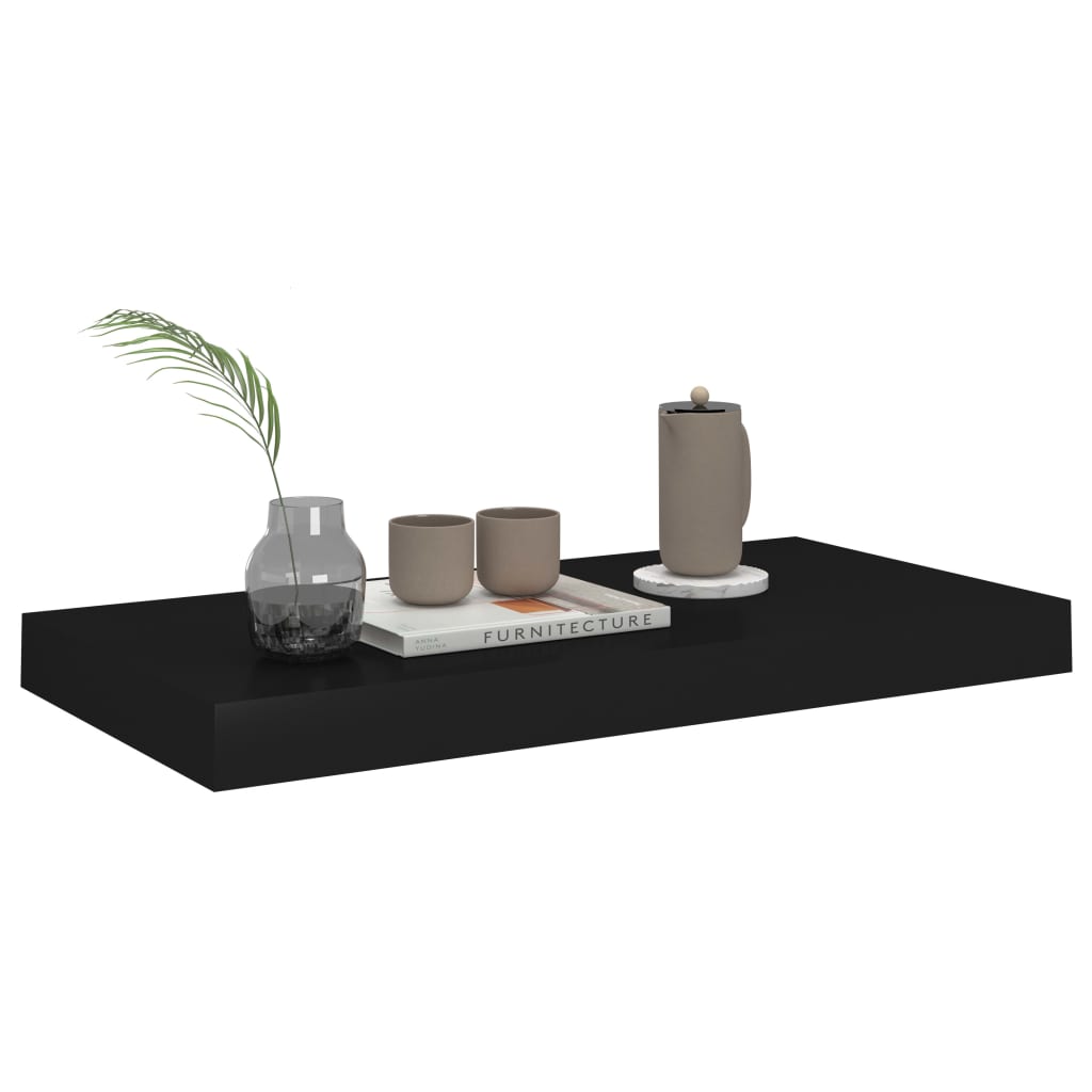 Flytende vegghyller 2 stk svart 50x23,5x3,8 cm MDF