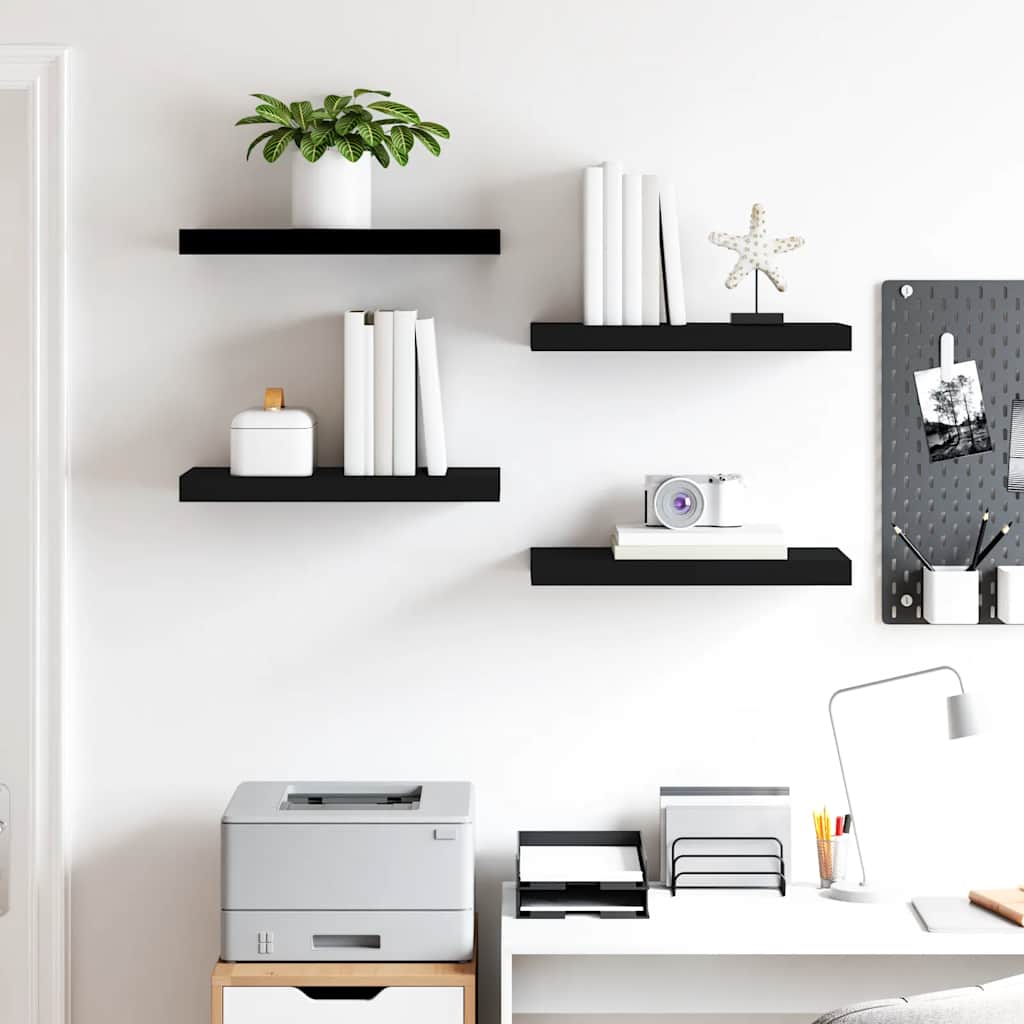 Flytende vegghyller 4 stk svart 50x23x3,8 cm MDF