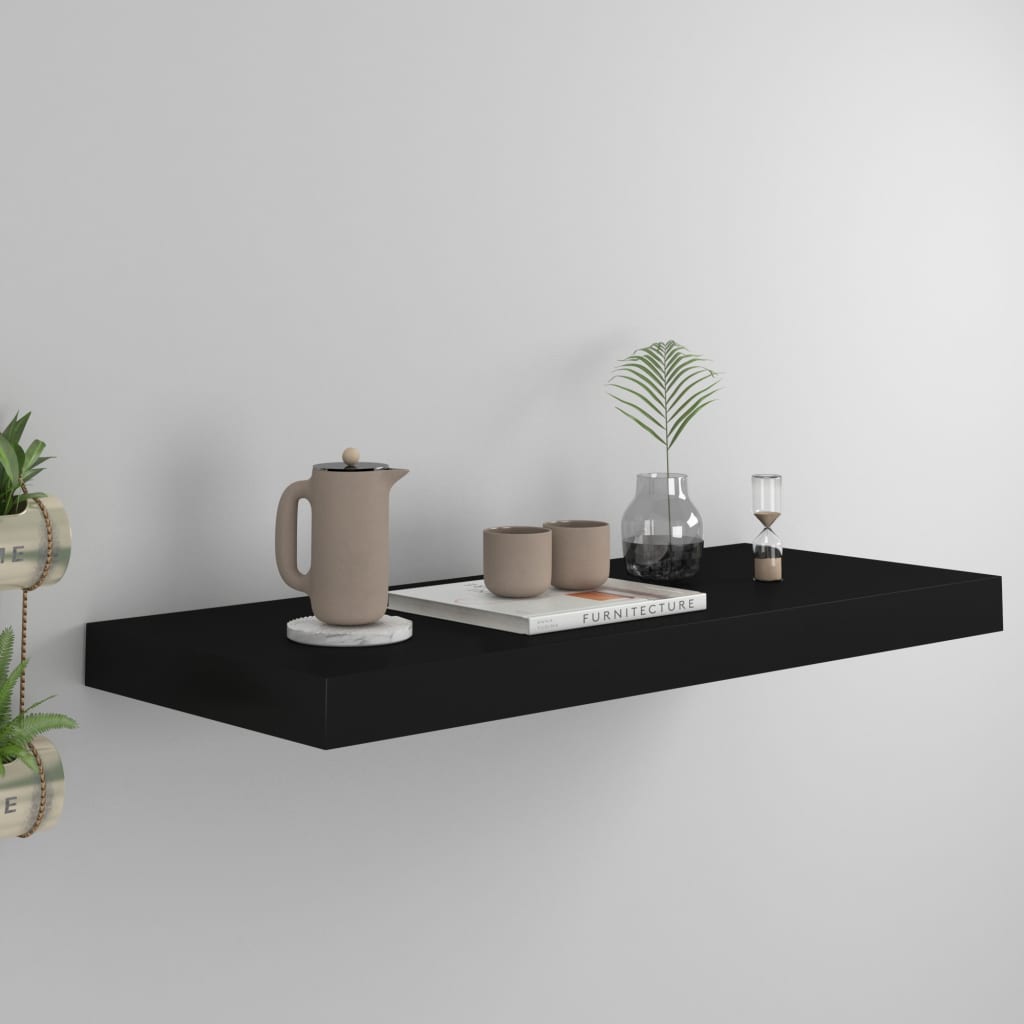 Flytende vegghylle svart 60x23,5x3,8 cm MDF