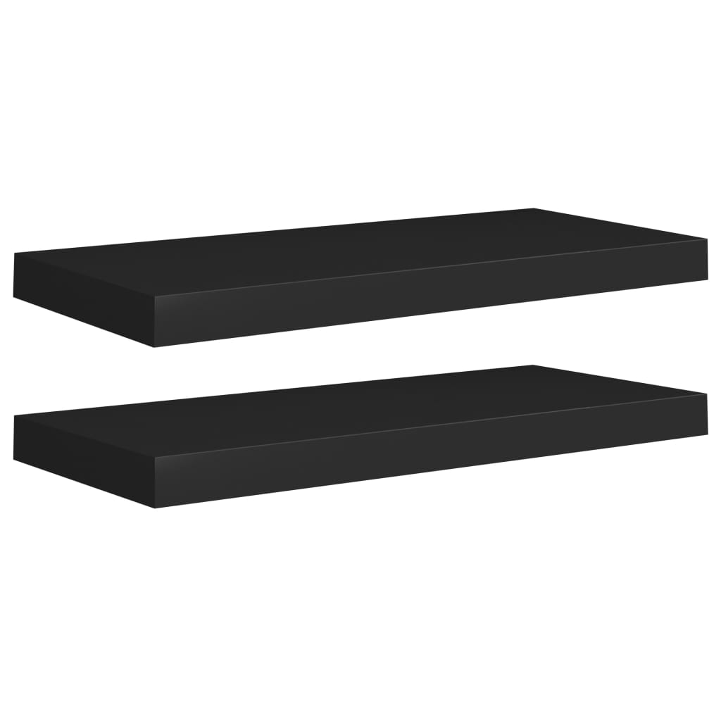 Flytende vegghyller 2 stk svart 60x23,5x3,8 cm MDF