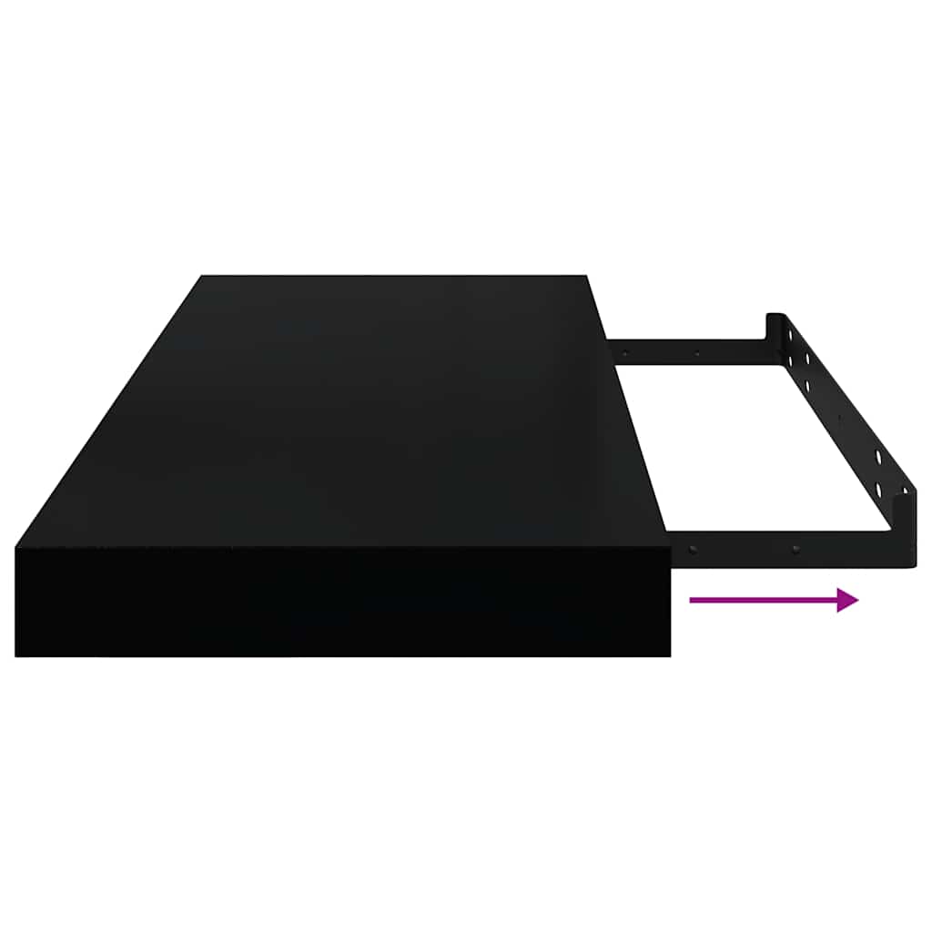 Flytende vegghyller 4 stk svart 60x23,5x3,8 cm MDF