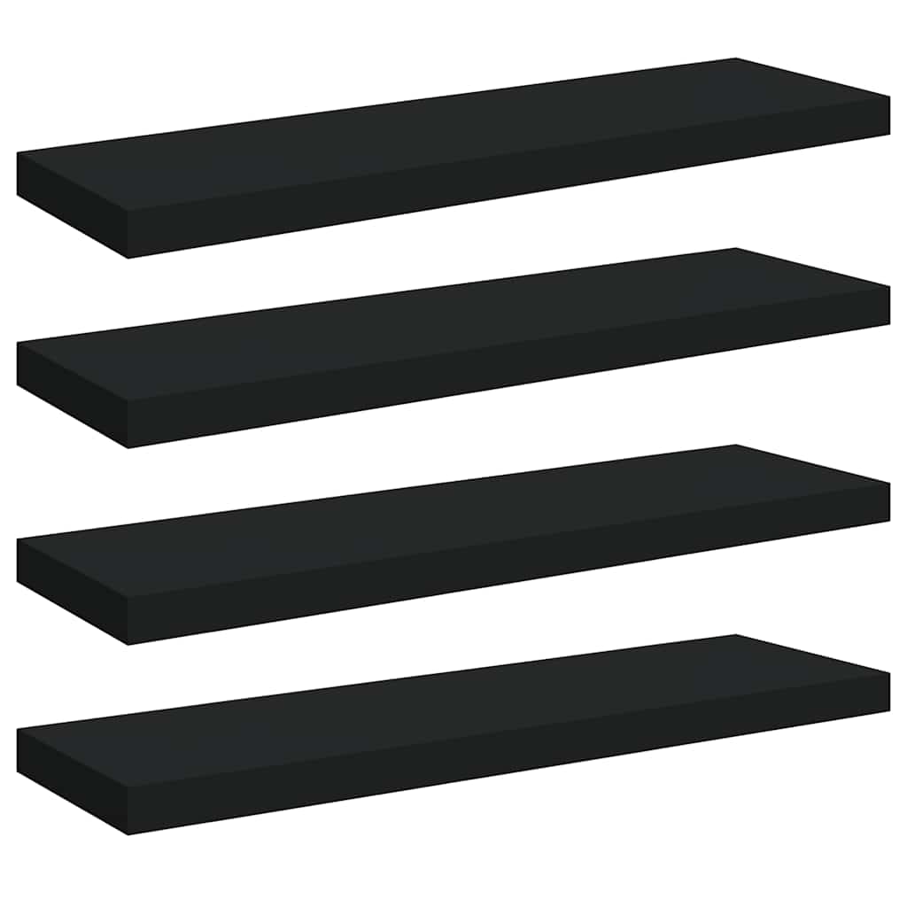 Flytende vegghyller 4 stk svart 80x23,5x3,8 cm MDF