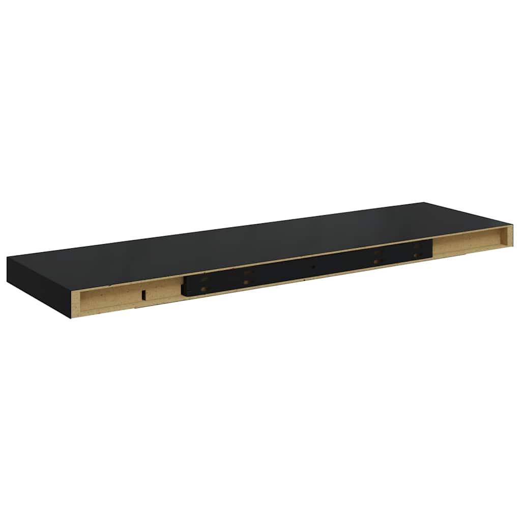 Flytende vegghyller 4 stk svart 80x23,5x3,8 cm MDF