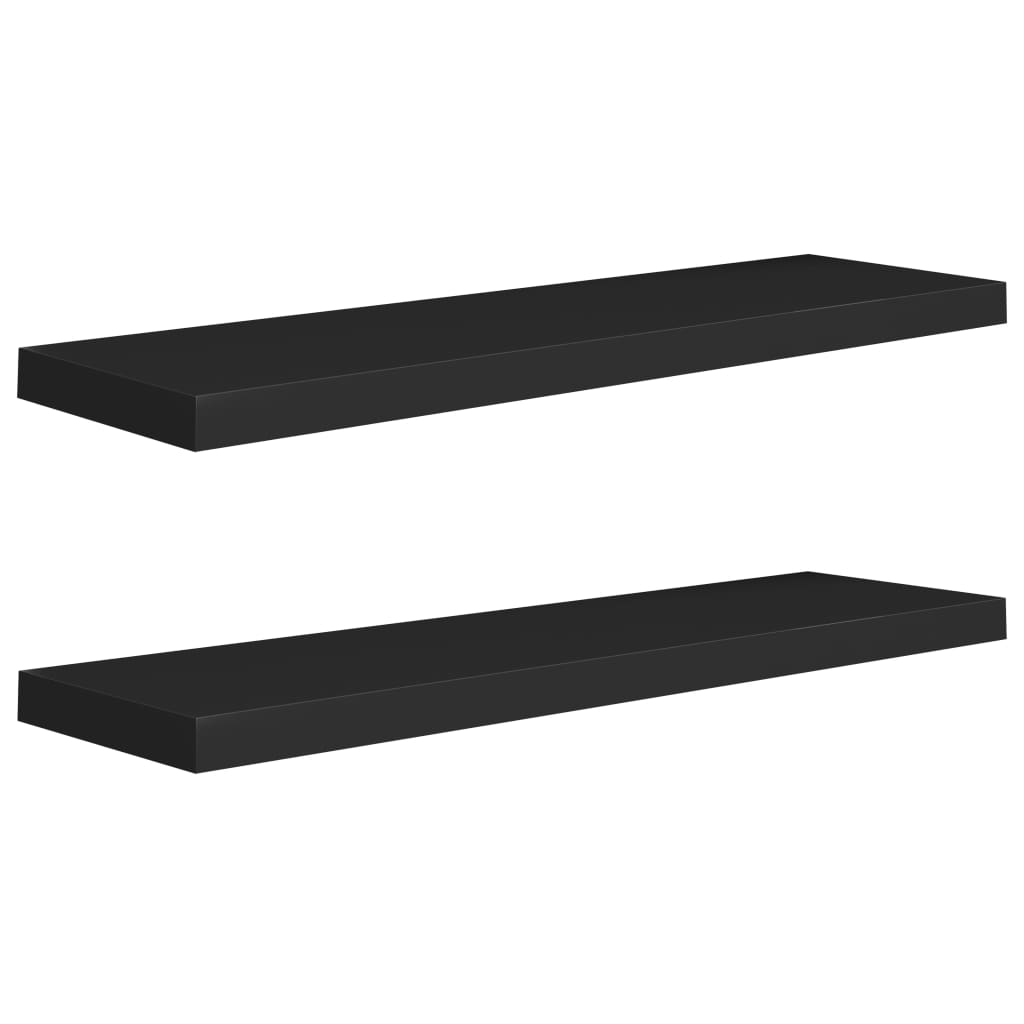 Flytende vegghyller 2 stk svart 90x23,5x3,8 cm MDF