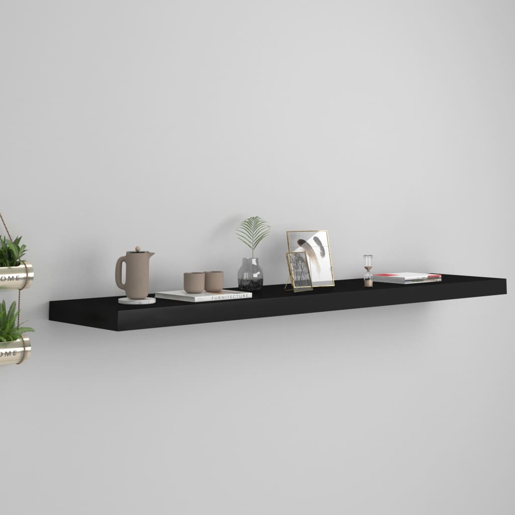 Flytende vegghylle svart 120x23,5x3,8 cm MDF