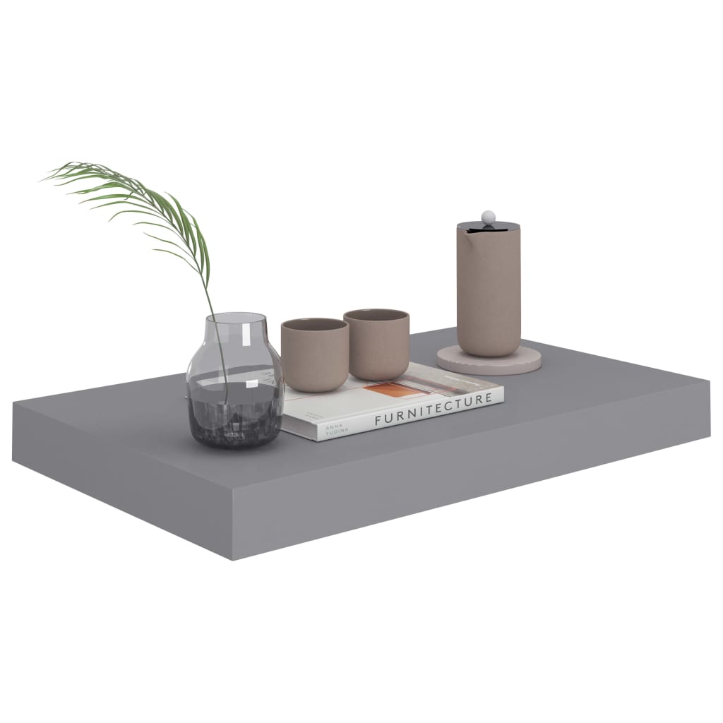 Flytende vegghylle grå 40x23x3,8 cm MDF