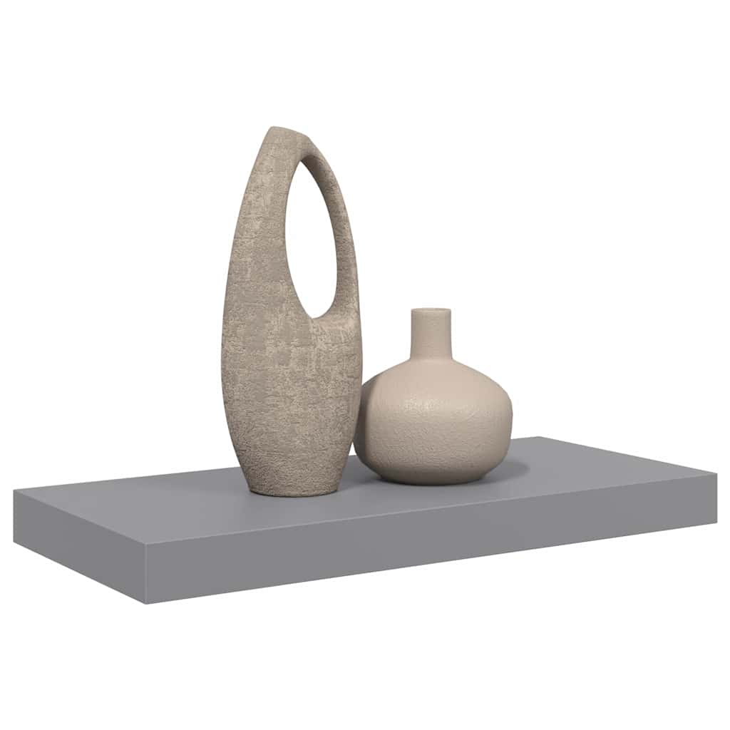 Flytende vegghylle grå 50x23x3,8 cm MDF