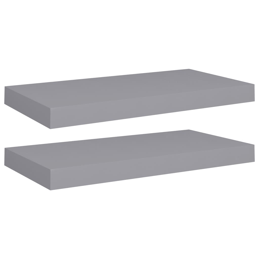 Flytende vegghyller 2 stk grå 50x23,5x3,8 cm MDF