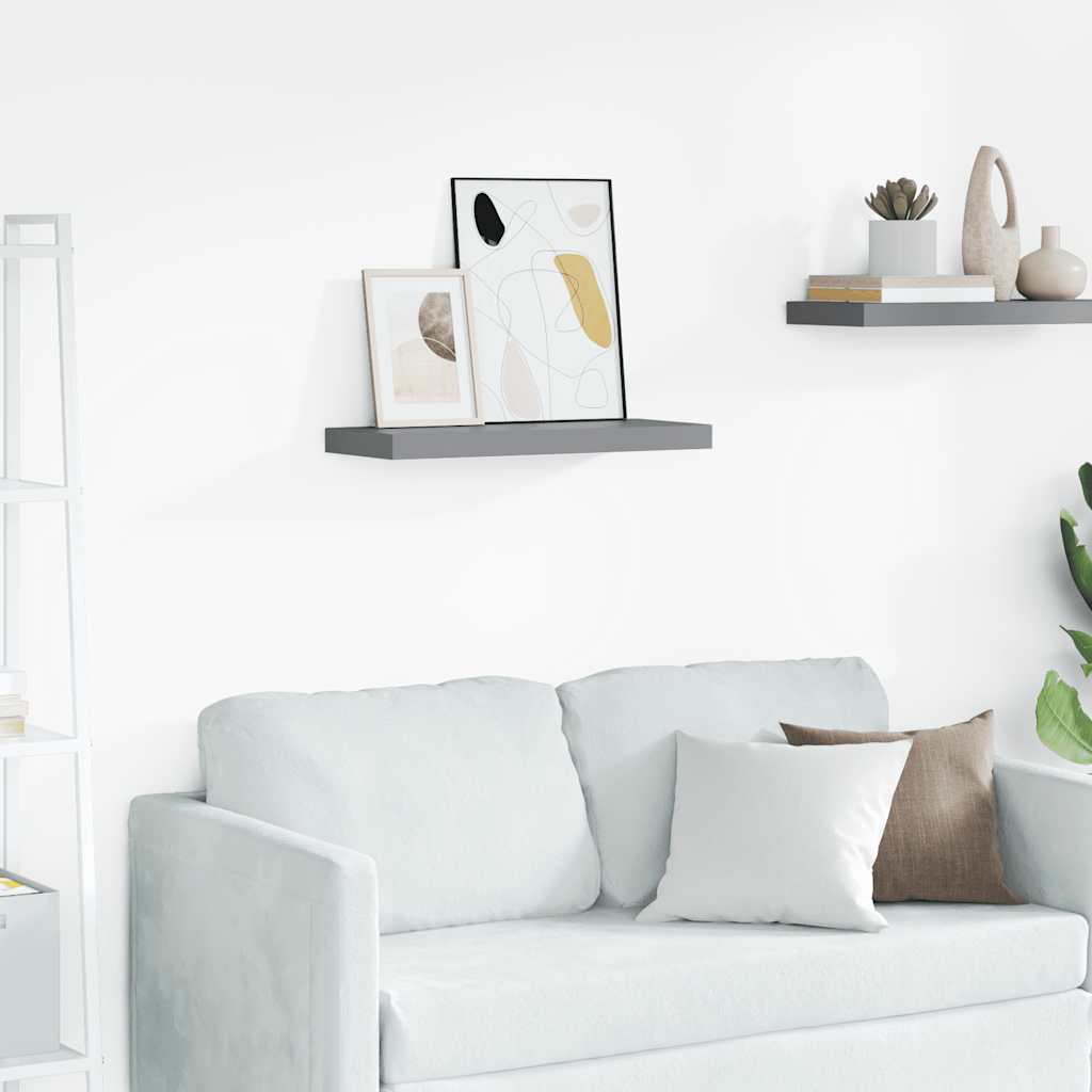 Flytende vegghylle grå 60x23,5x3,8 cm MDF