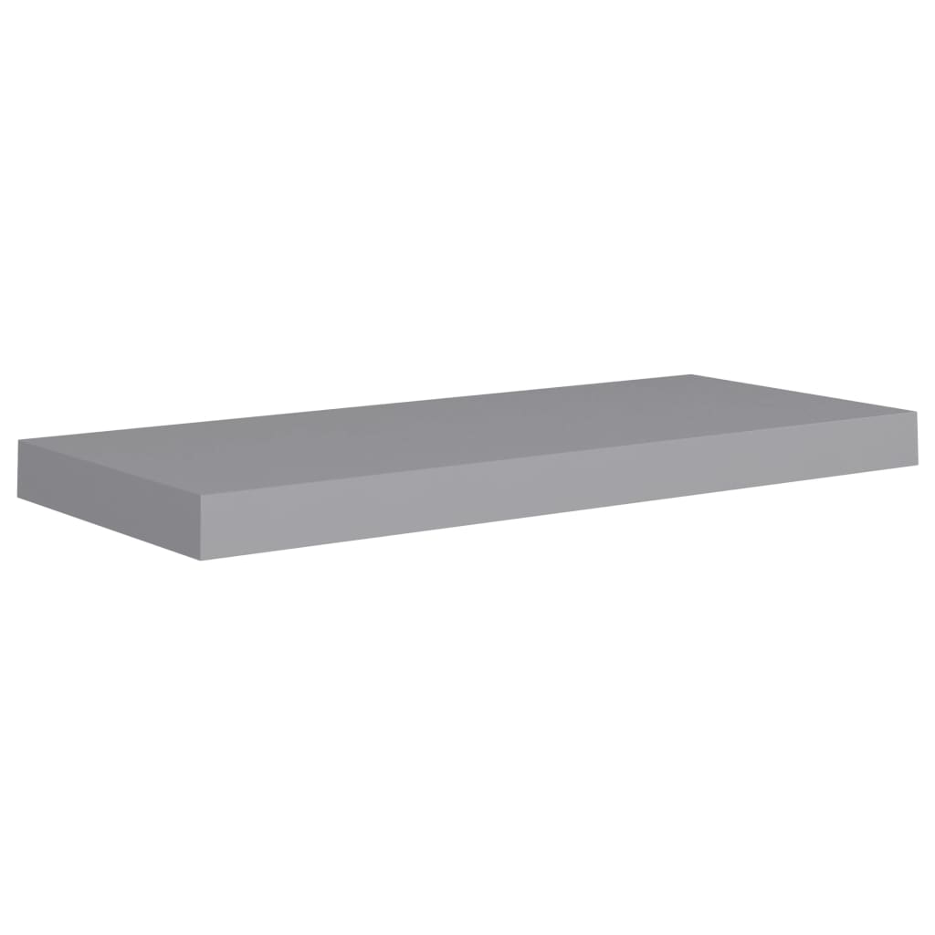 Flytende vegghyller 2 stk grå 60x23,5x3,8 cm MDF