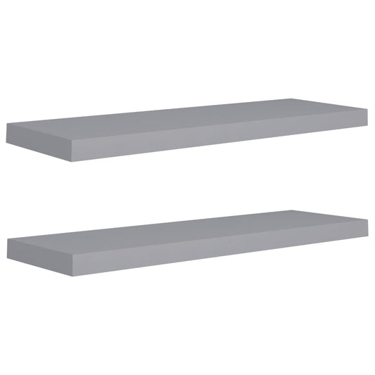 Flytende vegghyller 2 stk grå 80x23,5x3,8 cm MDF