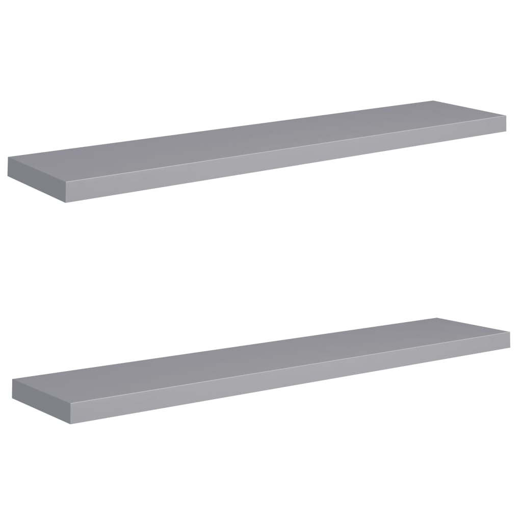 Flytende vegghyller 2 stk grå 120x23,5x3,8 cm MDF