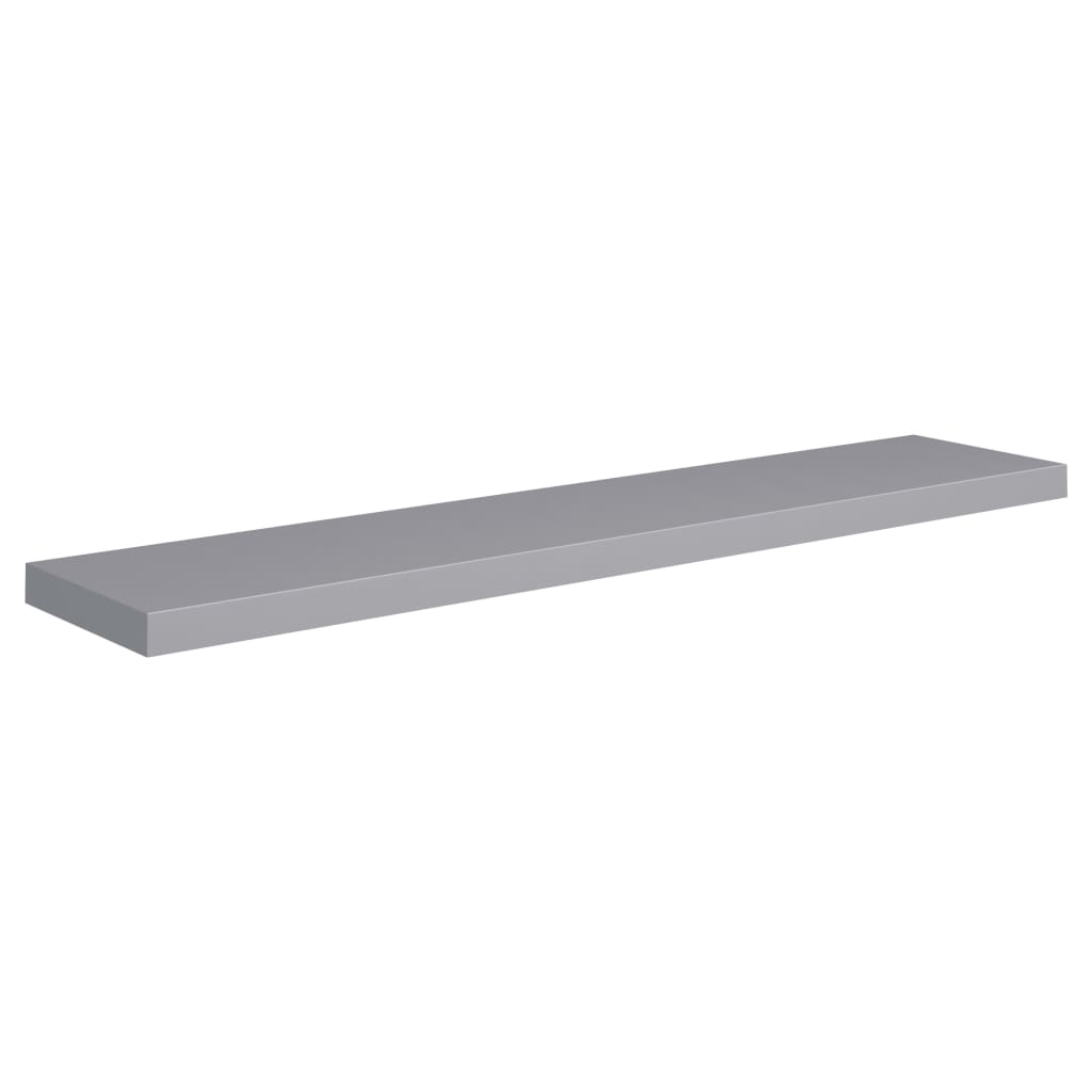 Flytende vegghyller 2 stk grå 120x23,5x3,8 cm MDF