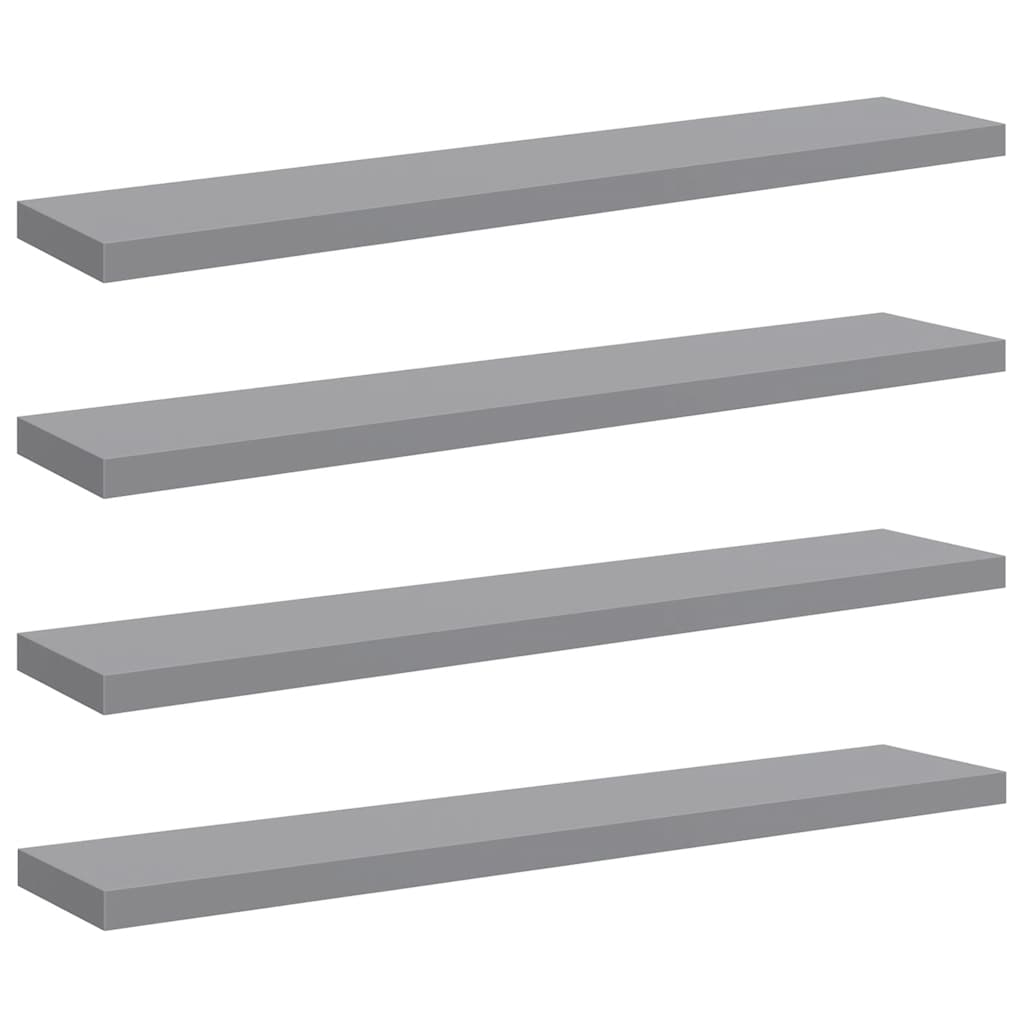 Flytende vegghyller 4 stk grå 120x23,5x3,8 cm MDF