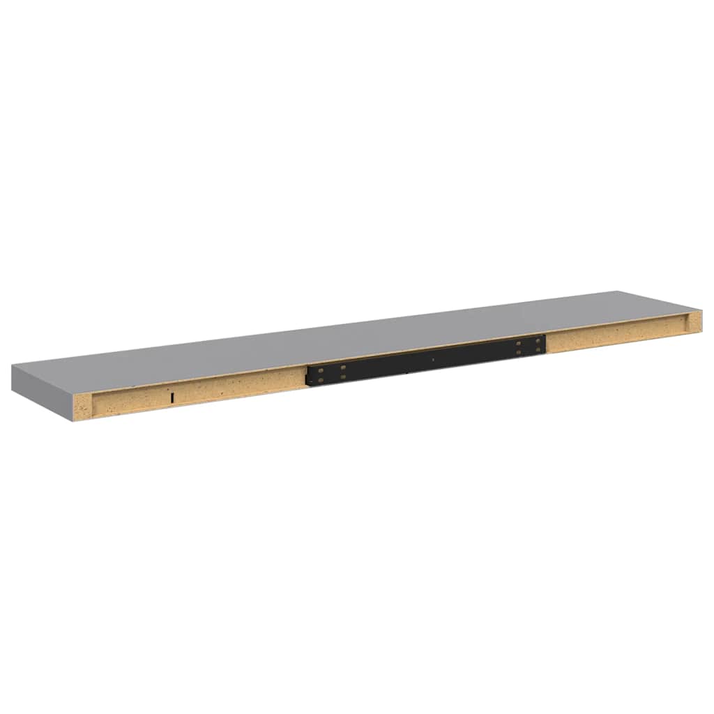 Flytende vegghyller 4 stk grå 120x23,5x3,8 cm MDF