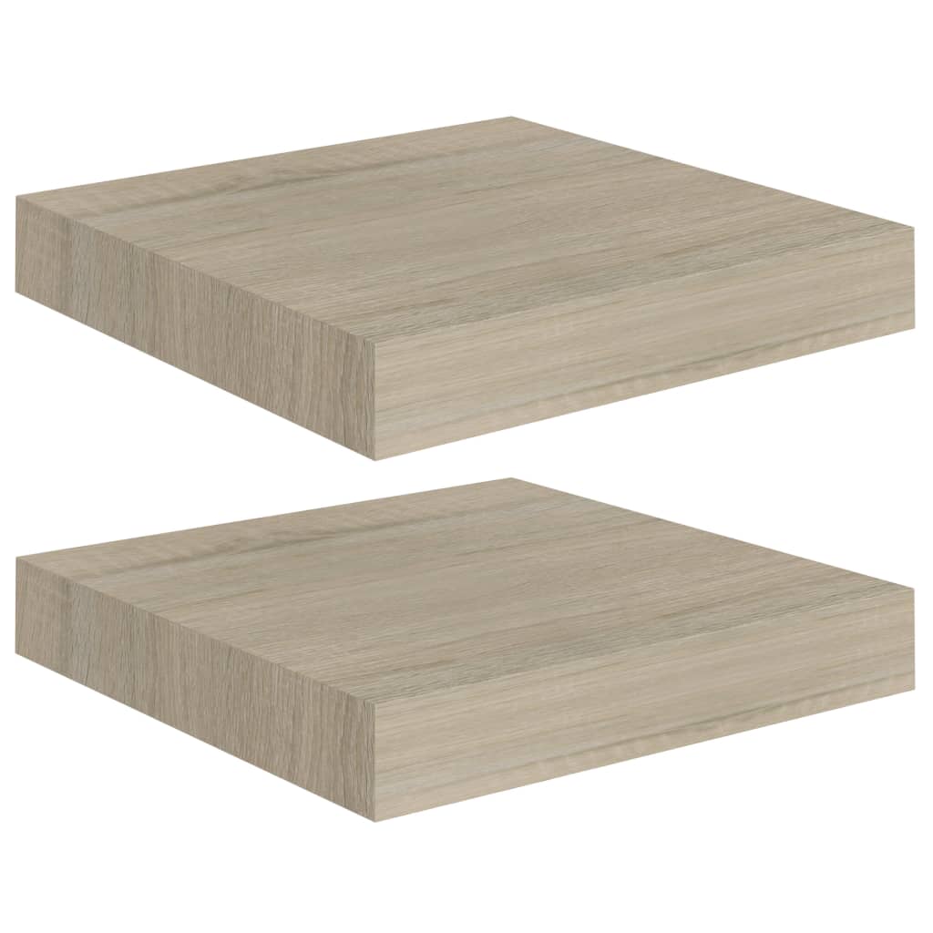Flytende vegghyller 2 stk eik 23x23,5x3,8 cm MDF
