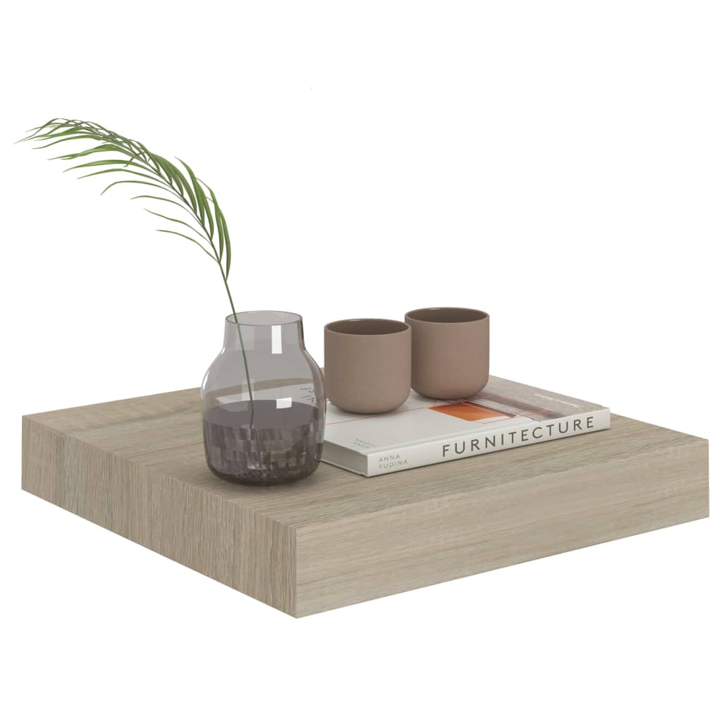 Flytende vegghyller 2 stk eik 23x23,5x3,8 cm MDF