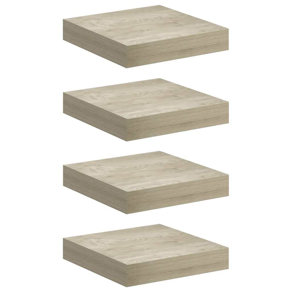 Flytende vegghyller 4 stk eik 23x23,5x3,8 cm MDF