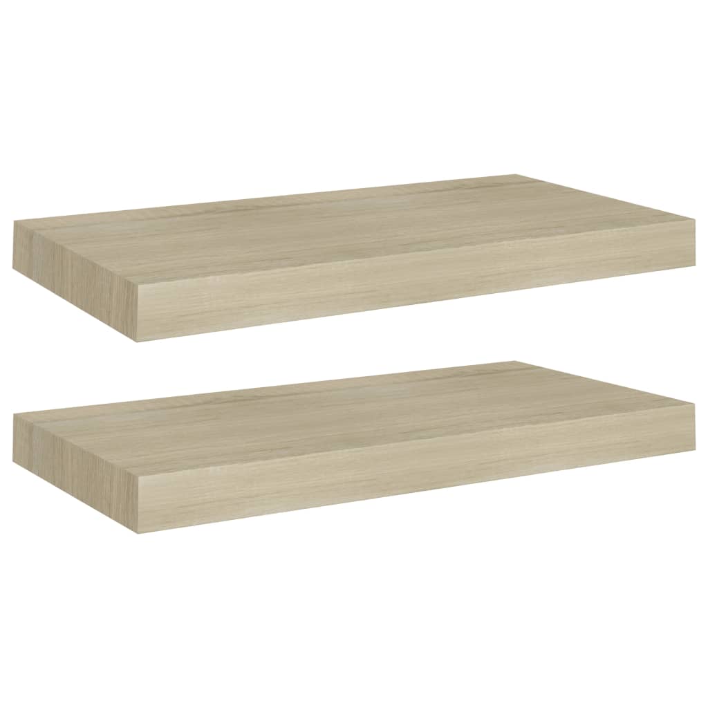 Flytende vegghyller 2 stk eik 50x23x3,8 cm MDF