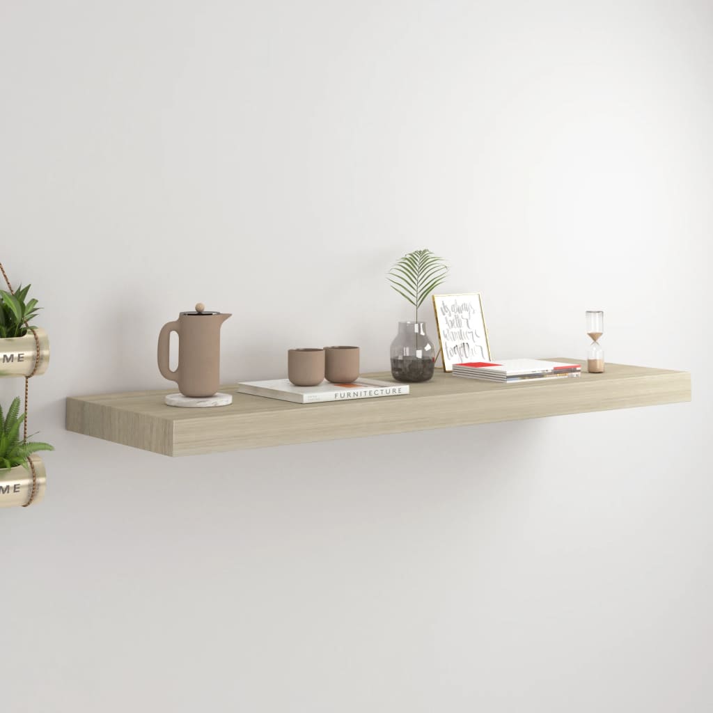 Flytende vegghylle eik 80x23,5x3,8 cm MDF