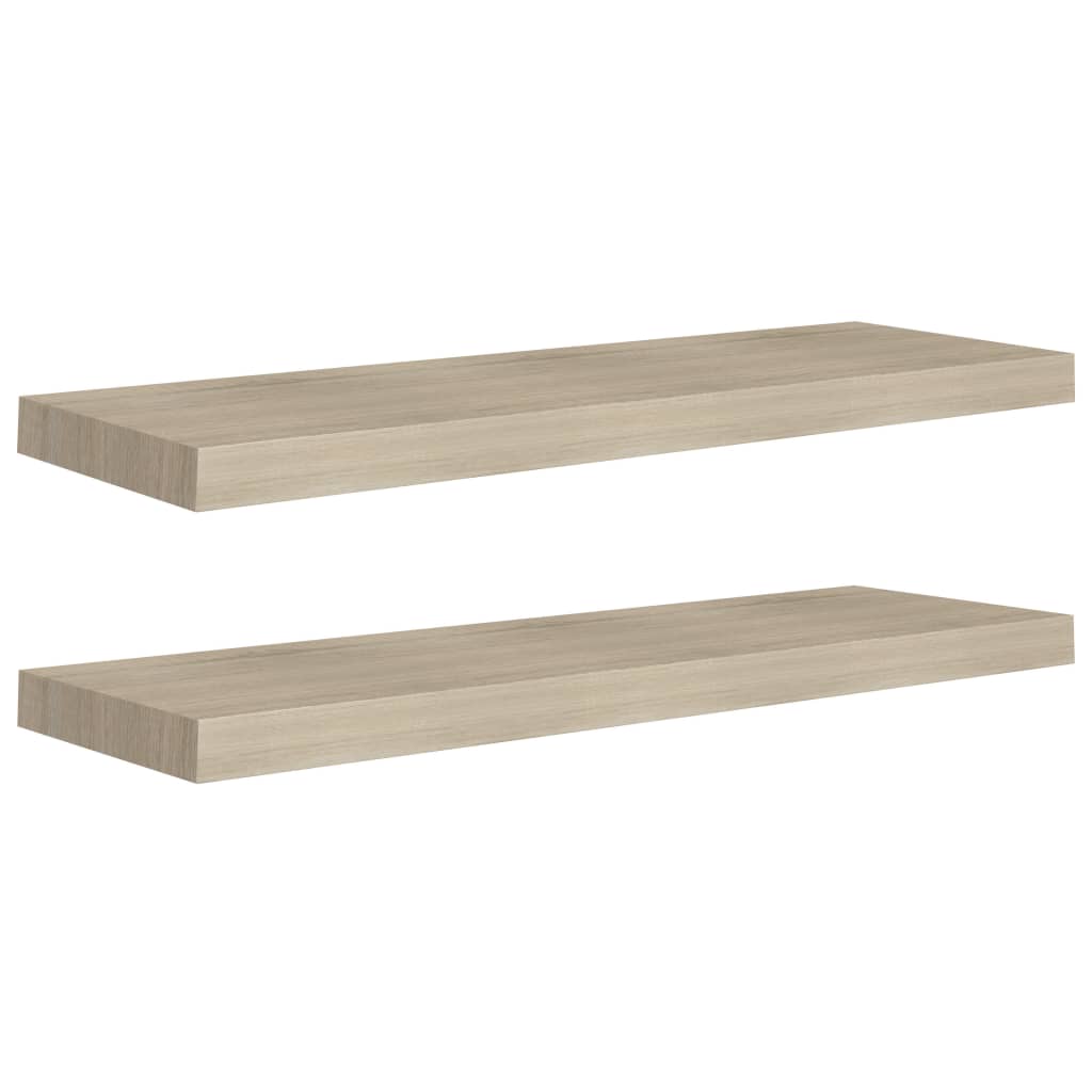 Flytende vegghyller 2 stk eik 80x23,5x3,8 cm MDF