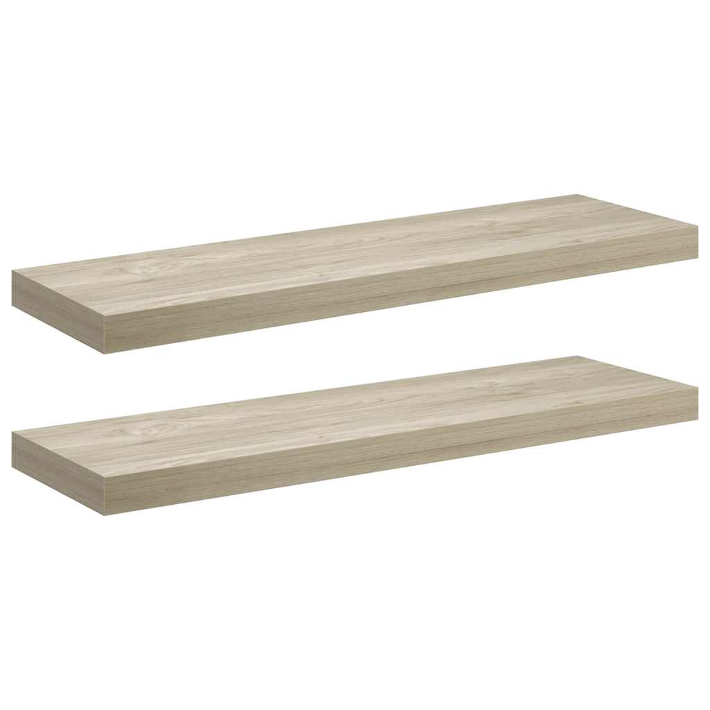 Flytende vegghyller 2 stk eik 80x23,5x3,8 cm MDF