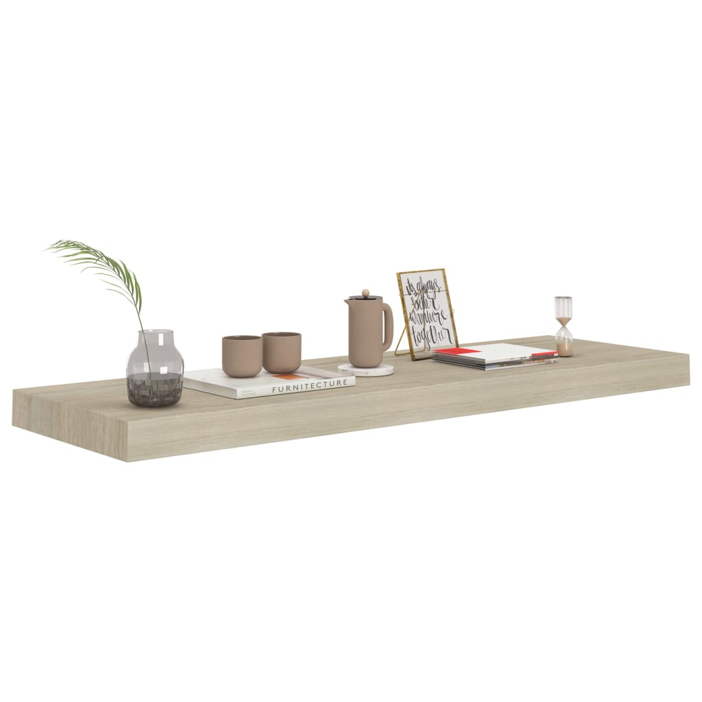 Flytende vegghyller 2 stk eik 80x23,5x3,8 cm MDF