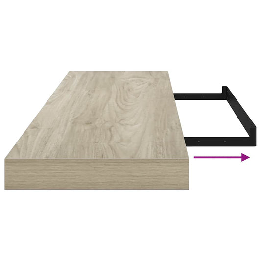 Flytende vegghyller 2 stk eik 90x23,5x3,8 cm MDF vidaXL
