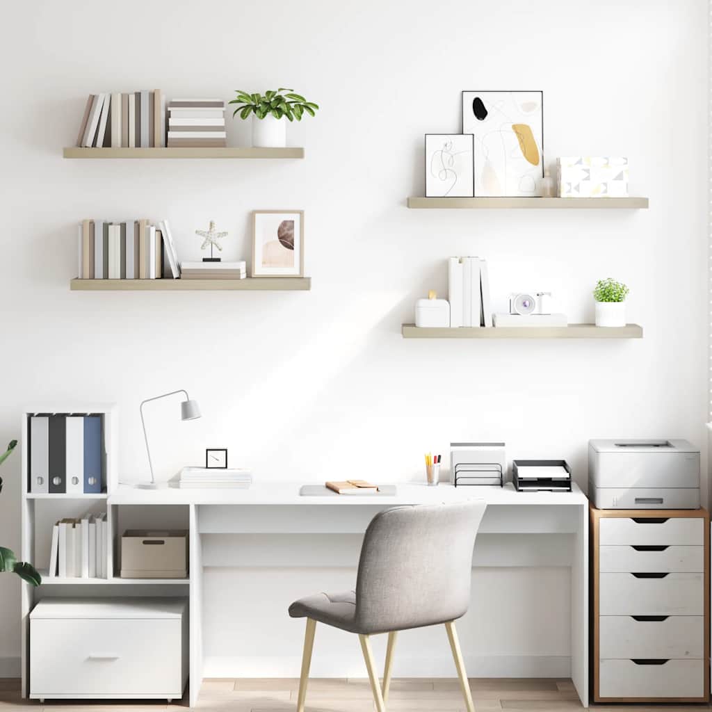 Flytende vegghyller 4 stk eik 90x23,5x3,8 cm MDF