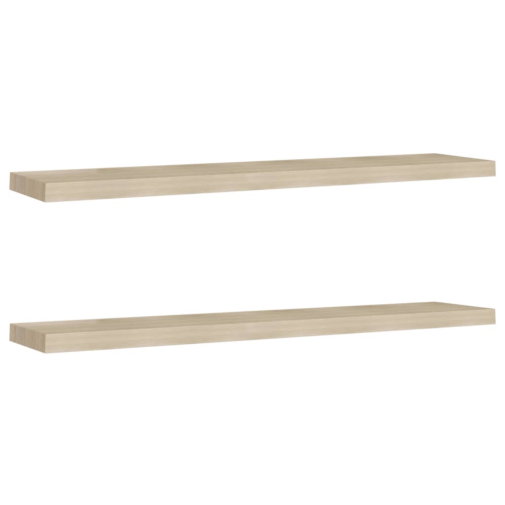 Flytende vegghyller 2 stk eik 120x23,5x3,8 cm MDF