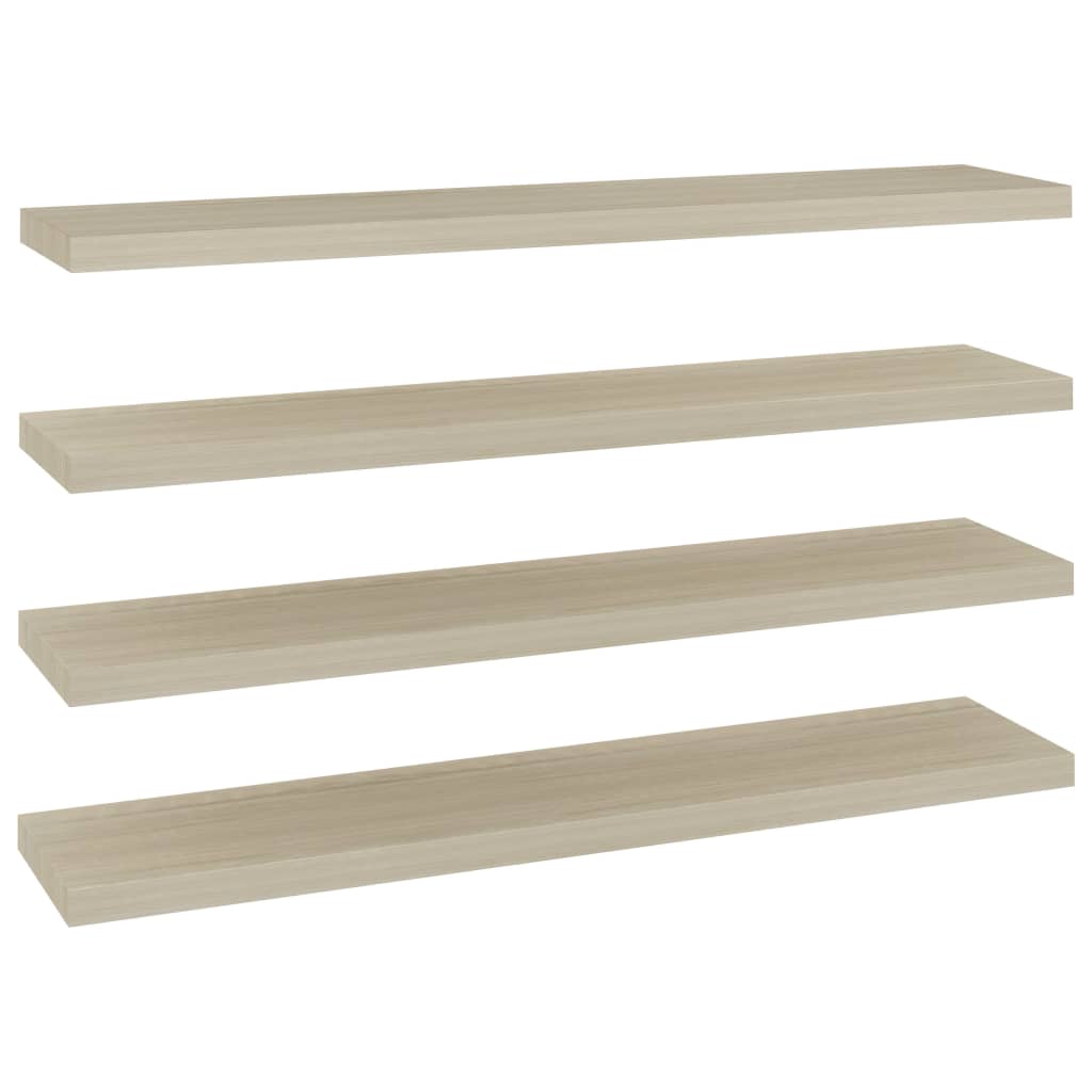 Flytende vegghyller 4 stk eik 120x23,5x3,8 cm MDF