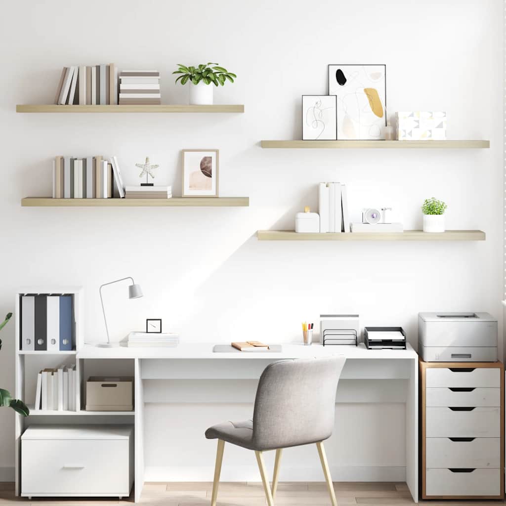 Flytende vegghyller 4 stk eik 120x23,5x3,8 cm MDF vidaXL