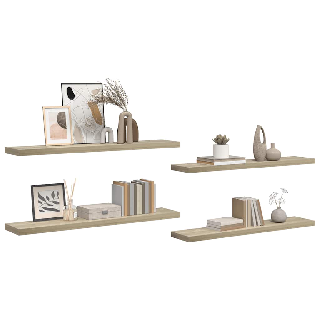 Flytende vegghyller 4 stk eik 120x23,5x3,8 cm MDF vidaXL