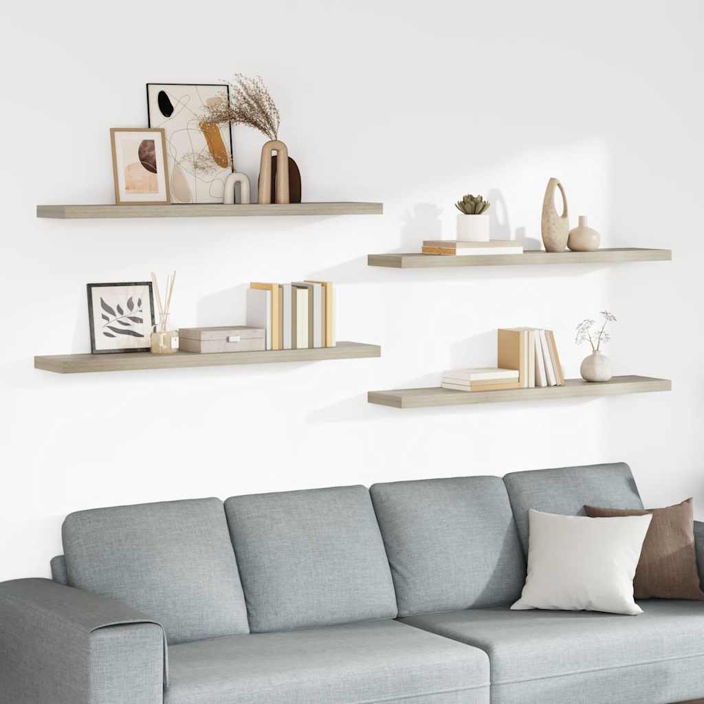 Flytende vegghyller 4 stk eik 120x23,5x3,8 cm MDF vidaXL