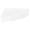 Flytende hjørnehyller 2 stk høyglans hvit 25x25x3,8 cm MDF