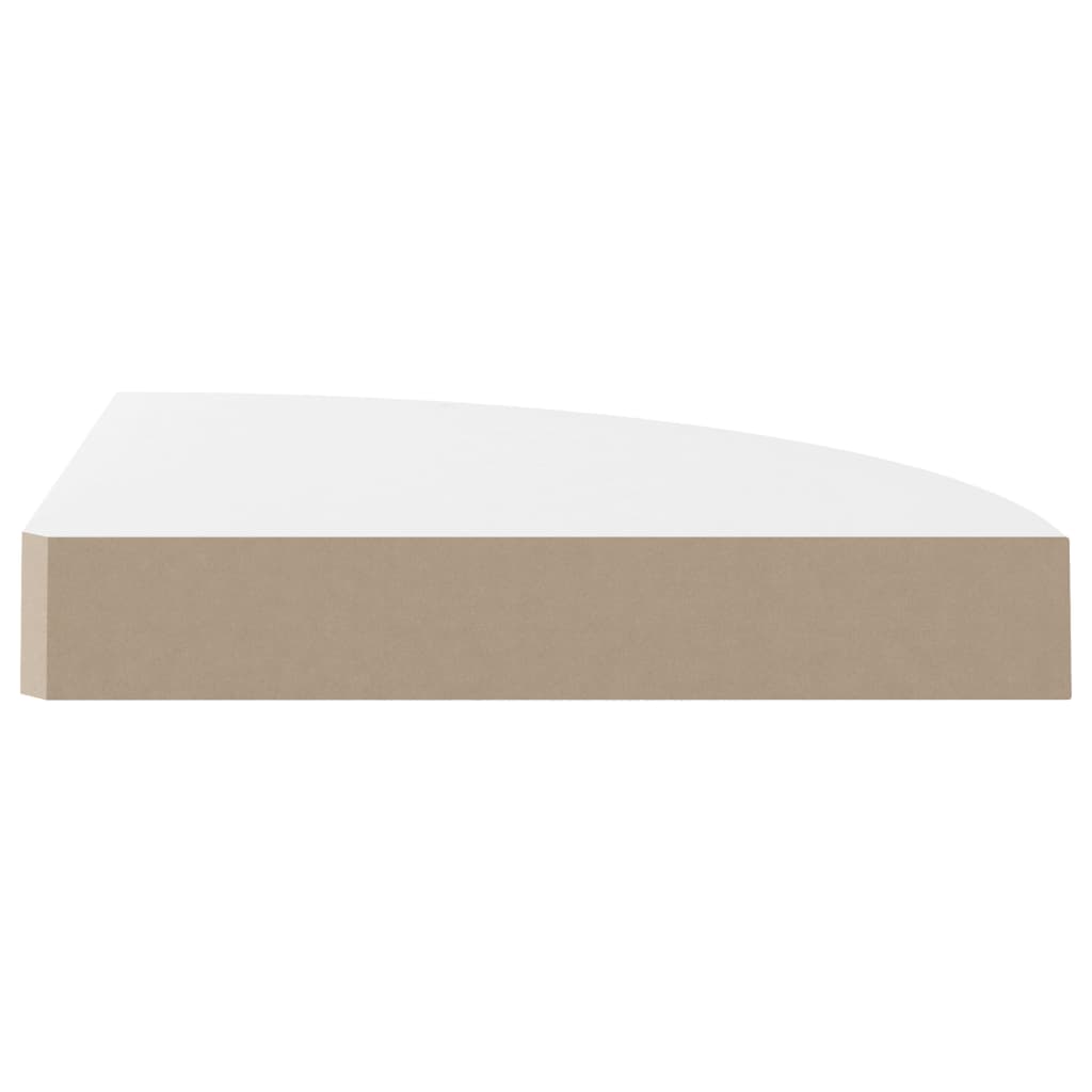 Flytende hjørnehyller 2 stk høyglans hvit 25x25x3,8 cm MDF