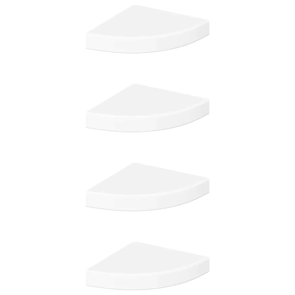 Flytende hjørnehyller 4 stk høyglans hvit 25x25x3,8 cm MDF vidaXL