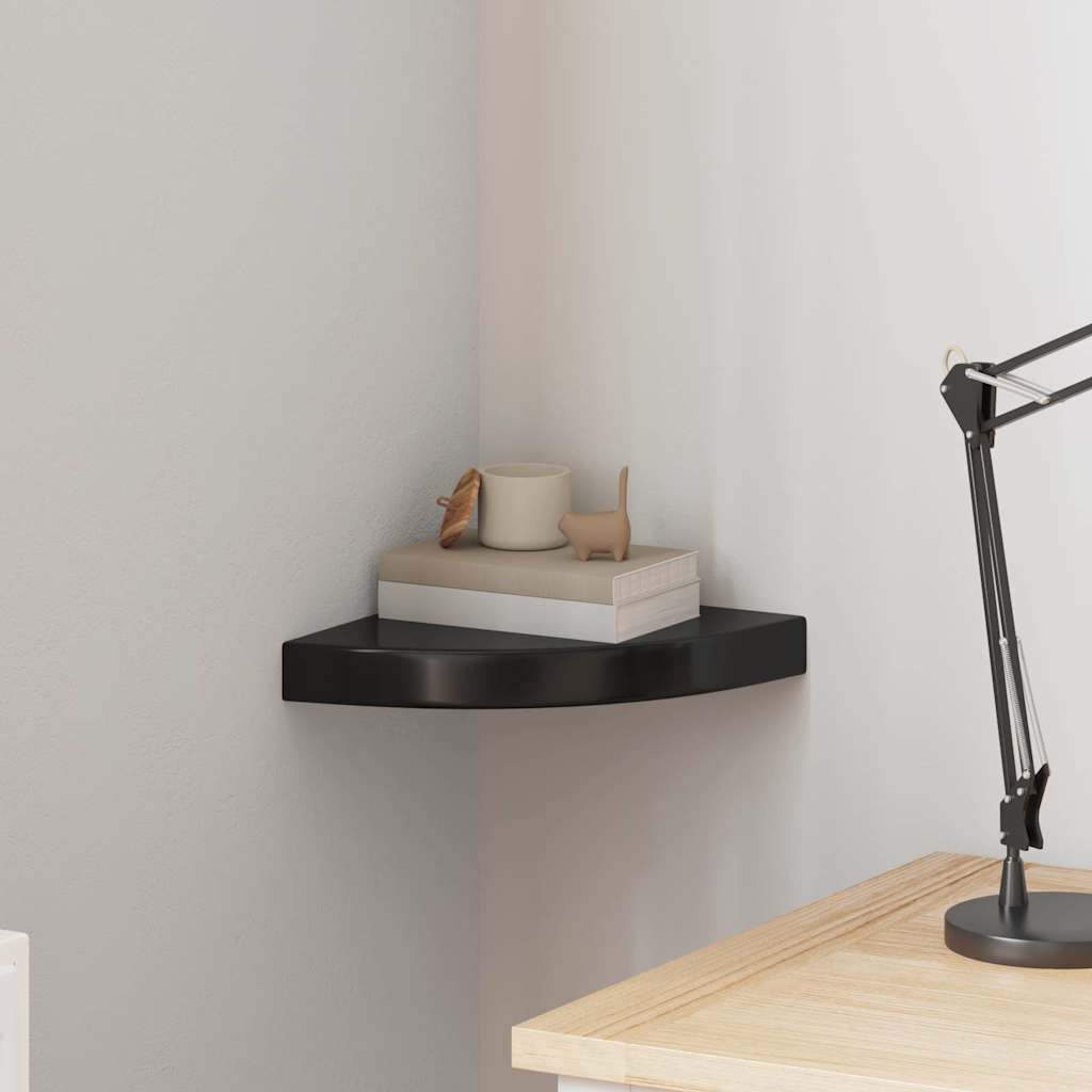 Flytende vegghylle høyglans svart 25x25x3,8 cm MDF